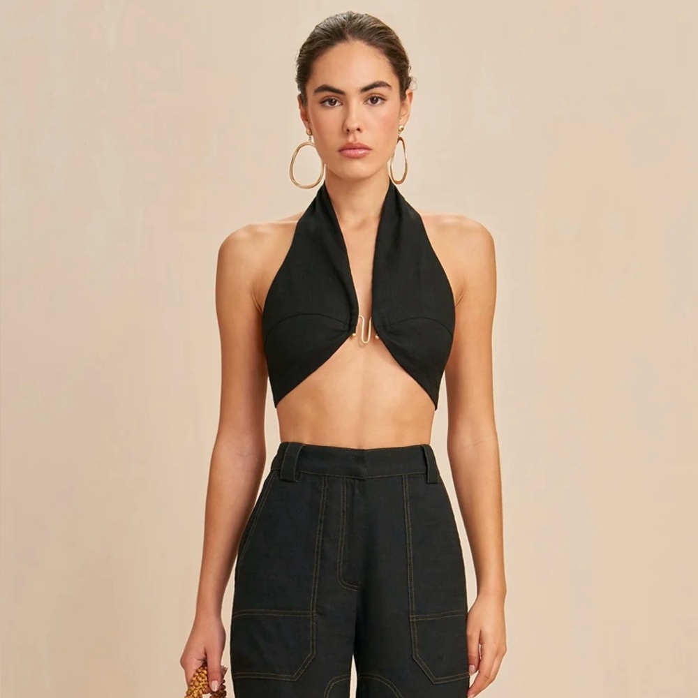Cult Gaia Black Wide Leg Top